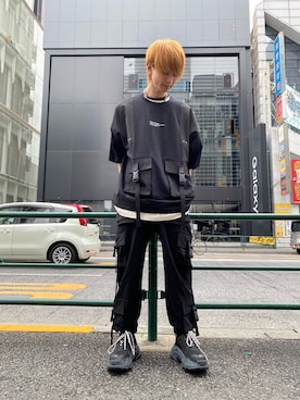 「原宿」｜「アイテム（カーゴパンツ）」を使った、佐々木空翔(ササキヒロト)さん（メンズ・175cm）の春コーディネート