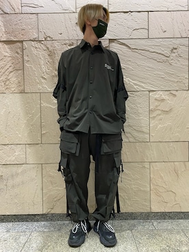 「DANKE SCHON（ダンケシェーン）のDankeSchon/ダンケシェーン/撥水ストレッチナイロンカーゴシャツ（シャツ/ブラウス）」を使った、佐々木空翔(ササキヒロト)さん（メンズ・175cm）の春コーディネート