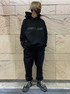「WHITELAND（ホワイトランド）のWHITELAND/ホワイトランド/プリントパーカー（パーカー）」を使った、佐々木空翔(ササキヒロト)さん（メンズ・175cm）の春コーディネート