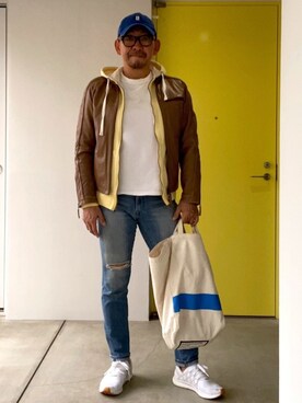 「SHIPS（シップス）のアイテム（ライダースジャケット）」を使った、alexmundyさん（メンズ・172cm）の春コーディネート