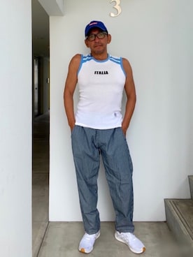 「DOLCE&GABBANA（ドルチェアンドガッバーナ）のアイテム（Tシャツ/カットソー）」を使った、alexmundyさん（メンズ・172cm）の夏コーディネート