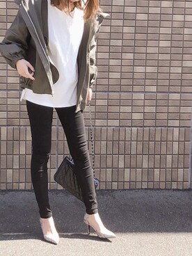 「アイテム（パンプス、グレー系）」を使った、manaminowearさん（レディース・158cm）の春コーディネート