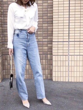 「アイテム（パンプス、グレー系）」を使った、manaminowearさん（レディース・158cm）の春コーディネート