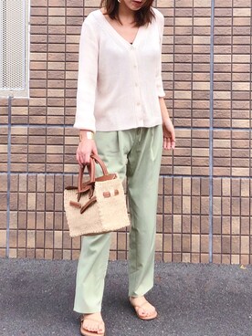 「SEA（シー）のカゴバッグS（かごバッグ）」を使った、manaminowearさん（レディース・158cm）の夏コーディネート