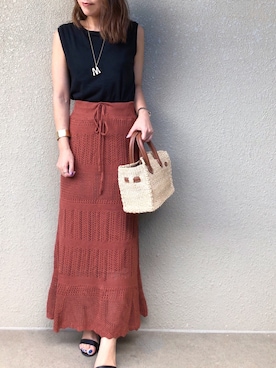 「SEA（シー）のアイテム（かごバッグ）」を使った、manaminowearさん（レディース・158cm）の夏コーディネート