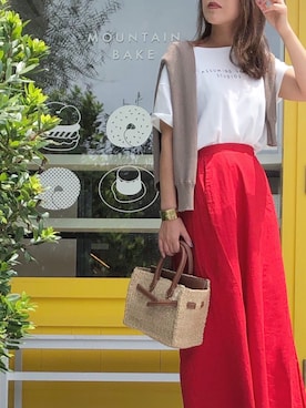 「SEA（シー）のアイテム（かごバッグ）」を使った、manaminowearさん（レディース・158cm）の夏コーディネート