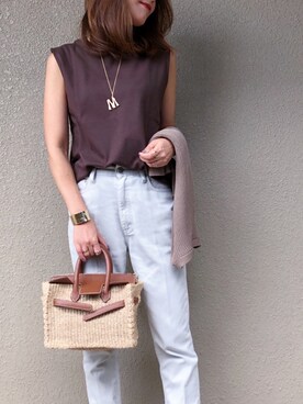 「SEA（シー）のアイテム（かごバッグ）」を使った、manaminowearさん（レディース・158cm）の夏コーディネート