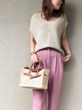 「SEA（シー）のアイテム（かごバッグ）」を使った、manaminowearさん（レディース・158cm）の夏コーディネート