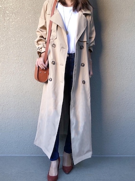 「RAY CASSIN（レイカズン）のアイテム（トレンチコート）」を使った、manaminowearさん（レディース・158cm）の秋コーディネート