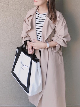 「30代ファッション」｜「アイテム（トレンチコート）」を使った、manaminowearさん（レディース・158cm）の春コーディネート