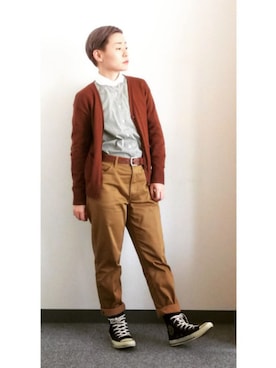 カーディガン ボレロを使った 丸襟 のメンズ人気ファッションコーディネート Wear