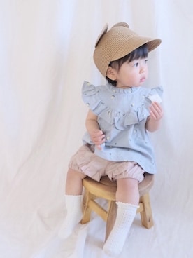 「apres les cours（アプレレクール）のアイテム（チュニック）」を使った、Akariさん（キッズ・80cm）の春コーディネート
