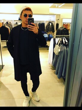 「ZARA（ザラ）のアイテム（ダウンジャケット/コート、ブラック系）」を使った、aito01190711さん（メンズ・170cm）の冬コーディネート