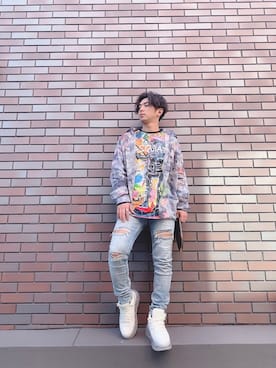 「DSQUARED2（ディースクエアード）のアイテム（Tシャツ/カットソー、ブルー系）」を使った、aito01190711さん（メンズ・170cm）の冬コーディネート