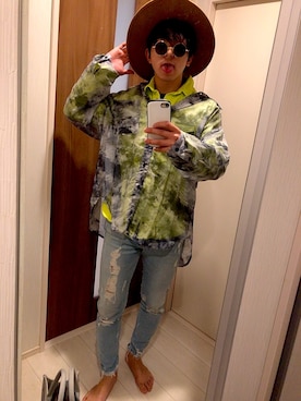 「no brand（ノーブランド）のアイテム（シャツ/ブラウス、ブルー系）」を使った、aito01190711さん（メンズ・170cm）の春コーディネート