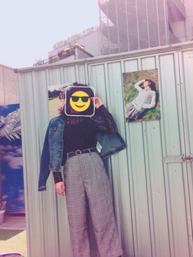 「原宿」｜「アイテム（デニムジャケット）」を使った、Yonaさん（レディース・160cm）の春コーディネート