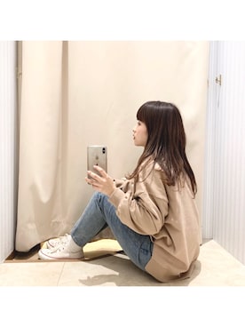 「ゆったりシルエット」｜「アイテム（スウェット）」を使った、.ﾟ･*.mizu.*･ﾟさん（レディース・149cm）の春コーディネート