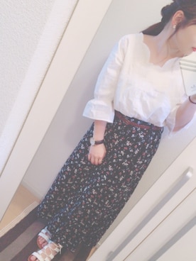 「花柄 スカート」｜yu-chan*さん（レディース・151cm）の夏コーディネート