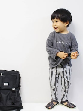 「ARCH & LINE（アーチアンドライン）のアイテム（バッグ）」を使った、なる☺さん（キッズ・80cm）の秋コーディネート