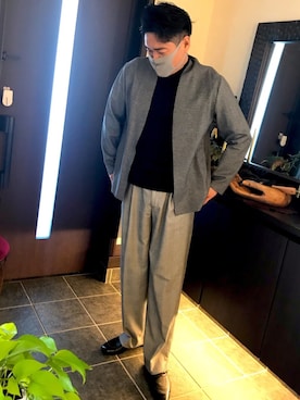 「ZARA（ザラ）のアイテム（ノーカラージャケット）」を使った、小泉ヨッチ さん（メンズ・180cm）の春コーディネート