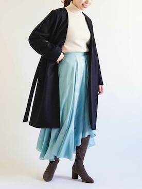 「アイテム（ノーカラーコート）」を使った、The Virgnia公式さん（レディース・165cm）の冬コーディネート