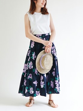 「アイテム（ハット、パープル系）」を使った、The Virgnia公式さん（レディース・165cm）の春コーディネート