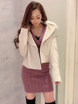 「LIPSERVICE（リップサービス）のアイテム（その他アウター）」を使った、SUZUさん（レディース・152cm）の冬コーディネート