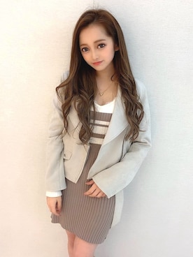 「LIPSERVICE（リップサービス）のアイテム（ライダースジャケット）」を使った、SUZUさん（レディース・152cm）の冬コーディネート
