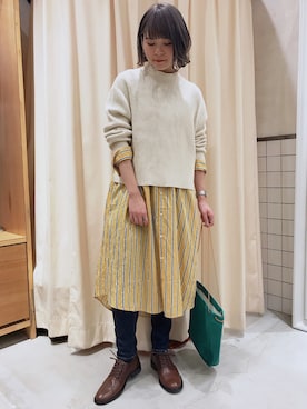 「RNA」｜「アイテム（シャツワンピース）」を使った、かとうさん（レディース・161cm）の冬コーディネート