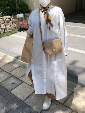 「BEAMS（ビームス）のアイテム（シャツワンピース）」を使った、（＾ω＾）さん（レディース・158cm）の春コーディネート