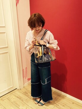 「ブイネック」｜よこまるさん（レディース・159cm）の春コーディネート