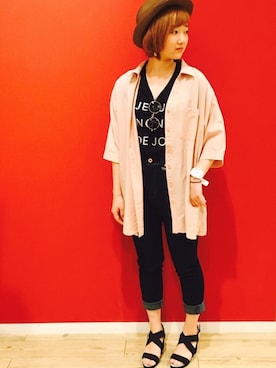 「EDWIN」｜「アイテム（チュニック）」を使った、よこまるさん（レディース・159cm）の夏コーディネート