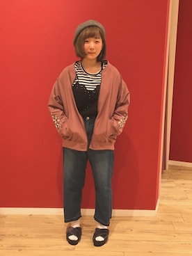 「DRESKIP（ドレスキップ）の◆バスクベレー帽（ハンチング/ベレー帽）」を使った、よこまるさん（レディース・159cm）の秋コーディネート