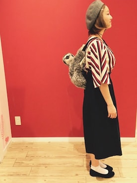 「DRESKIP（ドレスキップ）の◆バスクベレー帽（ハンチング/ベレー帽）」を使った、よこまるさん（レディース・159cm）の秋コーディネート