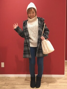 「DRESKIP（ドレスキップ）のアイテム（ニットキャップ/ビーニー）」を使った、よこまるさん（レディース・159cm）の秋コーディネート