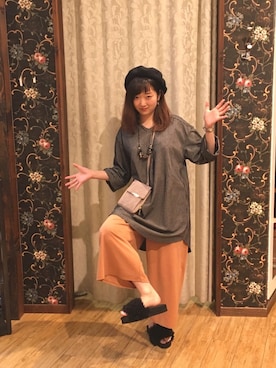 「ラフスタイル」｜「アイテム（チュニック）」を使った、よこまるさん（レディース・159cm）の夏コーディネート