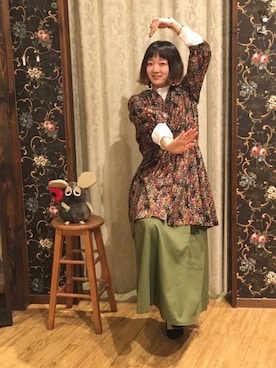 「花柄」｜「アイテム（その他雑貨）」を使った、よこまるさん（レディース・159cm）の秋コーディネート