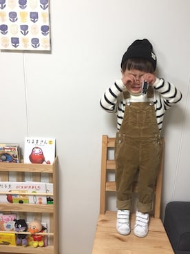 「GLOBAL WORK（グローバルワーク）のアイテム（オールインワン・サロペット）」を使った、art0114さん（キッズ・90cm）の冬コーディネート