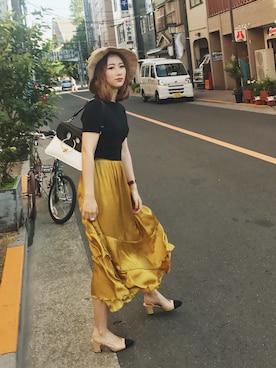 「JW Anderson（ジェイダブリューアンダーソン）のアイテム（ショルダーバッグ）」を使った、Demiさん（レディース・158cm）の夏コーディネート