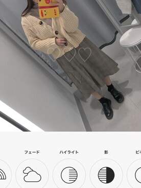 「韓国のアイテム（カーディガン/ボレロ、ベージュ系）」を使った、さつまおれんじさん（レディース・150cm）の冬コーディネート