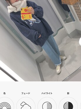 「WEGO（ウィゴー）のアイテム（スウェット、ブルー系）」を使った、さつまおれんじさん（レディース・150cm）の春コーディネート