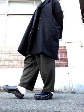 「BASISBROEK（バシスブルック）のアイテム（トレンチコート）」を使った、MINOさん（メンズ・165cm）の冬コーディネート