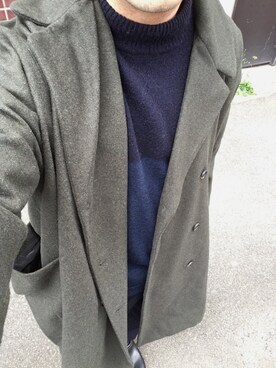「BASISBROEK（バシスブルック）のアイテム（ピーコート）」を使った、MINOさん（メンズ・165cm）の冬コーディネート