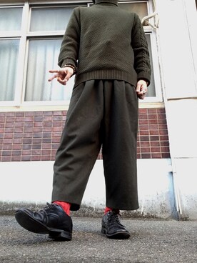 「BASISBROEK（バシスブルック）のアイテム（その他パンツ）」を使った、MINOさん（メンズ・165cm）の冬コーディネート