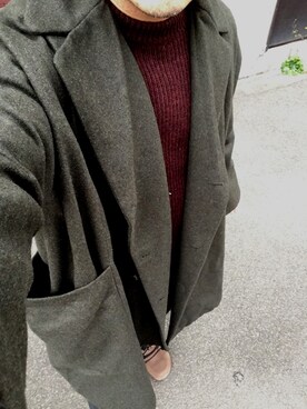 「BASISBROEK（バシスブルック）のアイテム（ピーコート）」を使った、MINOさん（メンズ・165cm）の冬コーディネート