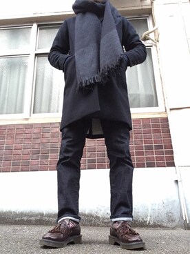 「STILL BY HAND」｜「アイテム（チェスターコート）」を使った、MINOさん（メンズ・165cm）の冬コーディネート