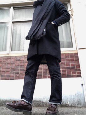 「STILL BY HAND」｜「アイテム（チェスターコート）」を使った、MINOさん（メンズ・165cm）の冬コーディネート