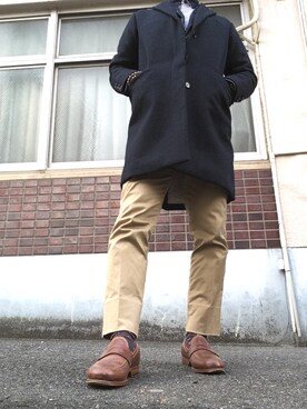 「STILL BY HAND」｜「アイテム（チェスターコート）」を使った、MINOさん（メンズ・165cm）の冬コーディネート