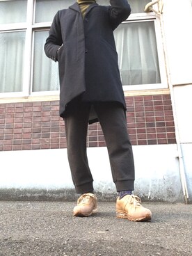 「STILL BY HAND」｜「アイテム（チェスターコート）」を使った、MINOさん（メンズ・165cm）の冬コーディネート