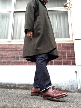 「BASISBROEK（バシスブルック）のアイテム（ピーコート）」を使った、MINOさん（メンズ・165cm）の冬コーディネート